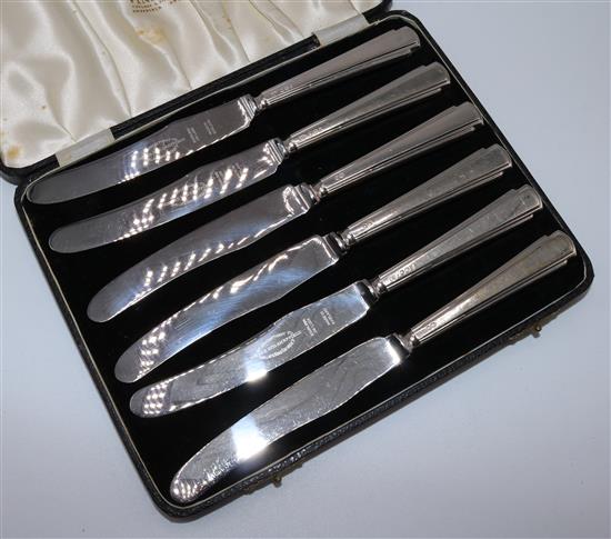 Set six silver handled tea knives